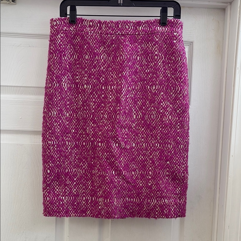 J. Crew Vibrant Pink Textured Pencil Skirt